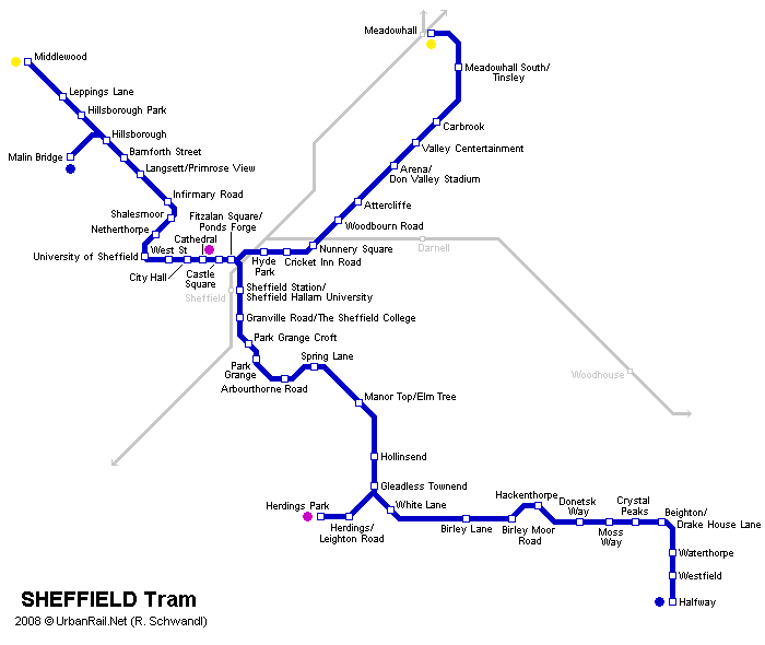 Sheffield Map Tram Big 