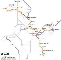 Tram map of Le Mans
