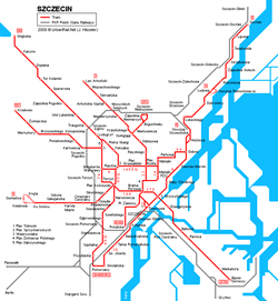Tram map of Szczecin