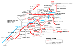 Mapa del tranvía de Timisoara