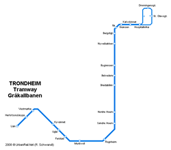 Tram map of Trondheim