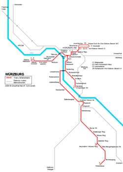 Tram map of Wurzburg