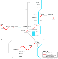 Tram map of Zwickau