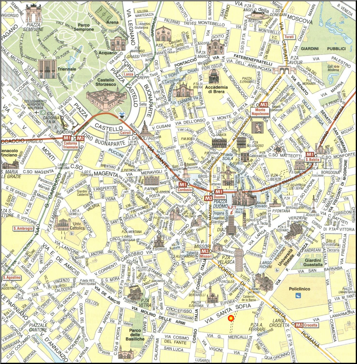 Kaart Van Milaan - Vogels