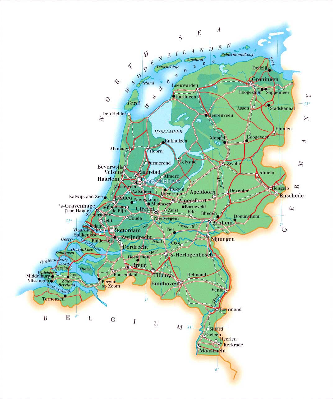 Kaart Nederland in resolutie voor - Nederland Kaart