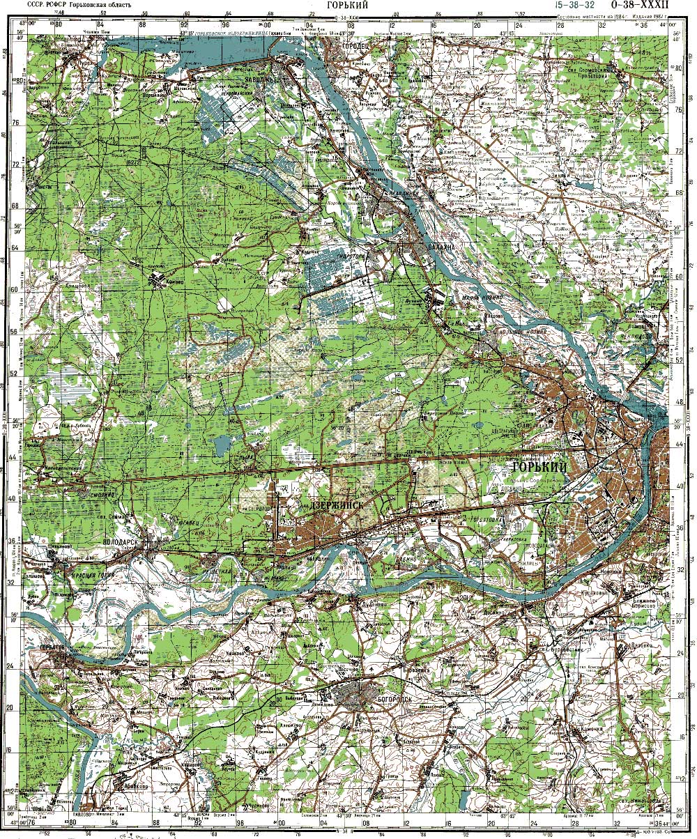 Топографическая карта нижегородской области по районам подробная